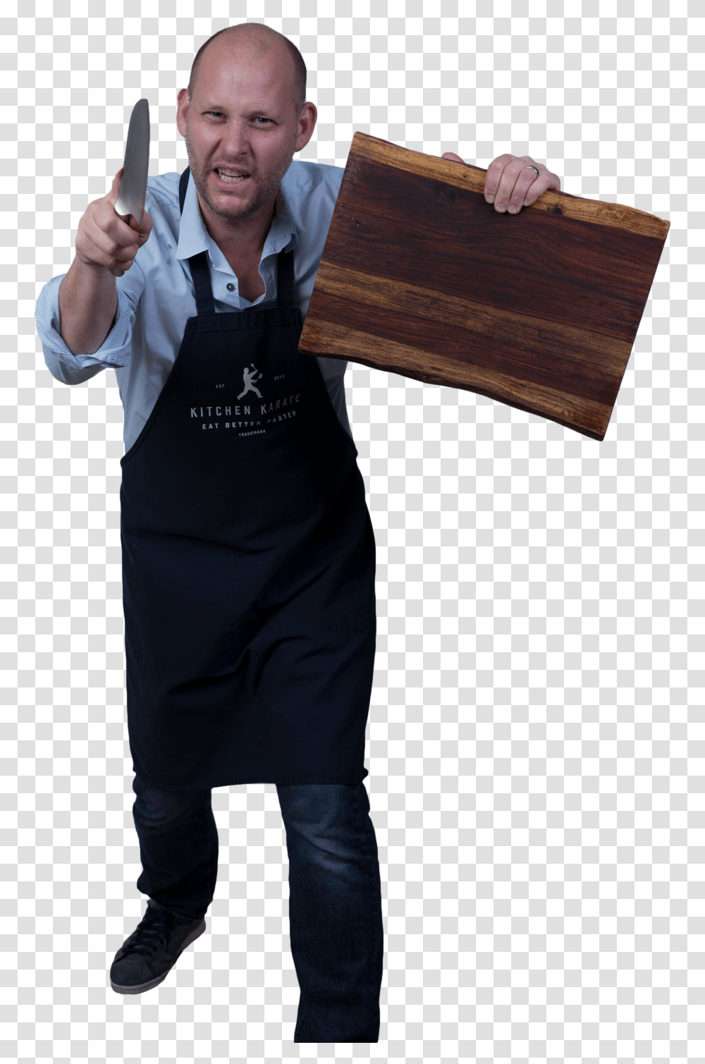 Casey With Chopping Block And Knife Hardwood, Person, Human, Chef, Sleeve Transparent Png