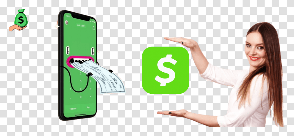 Cash App Direct Deposit Cashapp Logo, Person, Human, Text, Mobile Phone Transparent Png