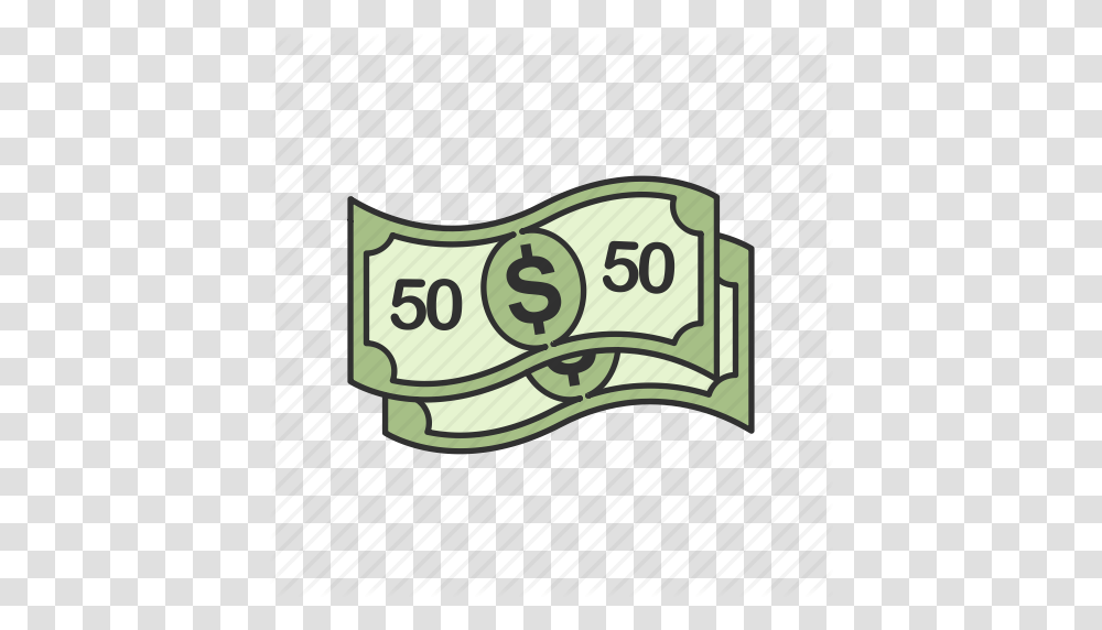 Cash Dollar Fifty Dollar Fifty Dollar Bill Icon, Label, Number Transparent Png