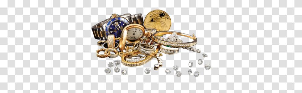 Cash For Gold Silver Diamonds Coins Diamonds And Gold In A Pile, Wristwatch, Accessories, Accessory, Jewelry Transparent Png