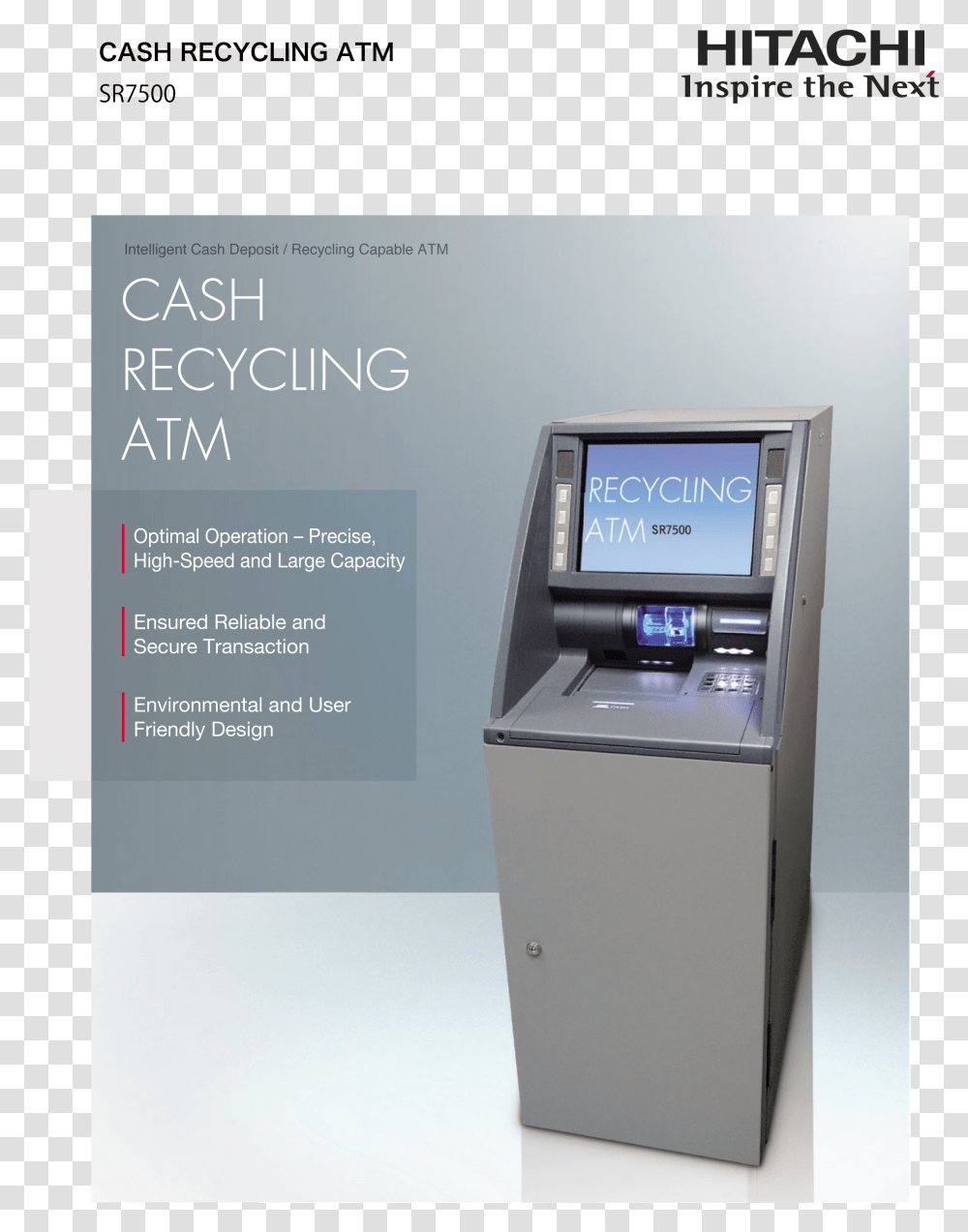 Cash Recycling Atm Sr7500 Automated Teller Machine, Kiosk, Cash Machine Transparent Png