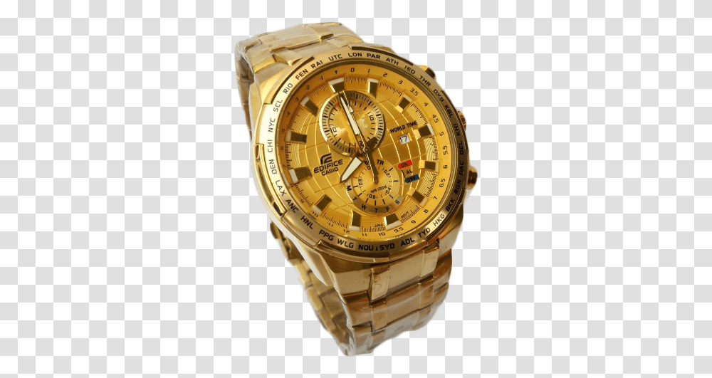 Casio Edifice Full Gold Watch For Men Casio Edifice Golden Watch, Wristwatch, Number, Symbol, Text Transparent Png