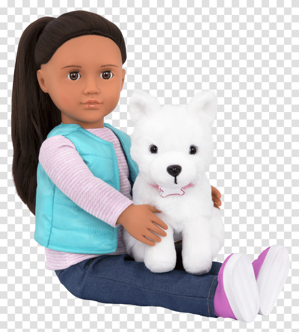 Cassie And Samoyed Sitting, Toy, Doll, Person, Human Transparent Png
