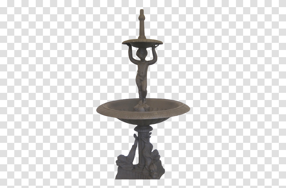 Cast Iron Fountain With Angel Fish Fountain, Water, Lamp, Drinking Fountain Transparent Png