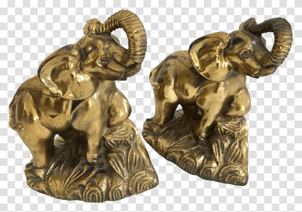 Cast Metal Elephant Bookends With Gold Overlay A Pair Animal Figure Transparent Png
