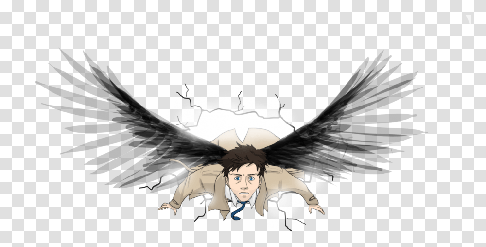Castiel Crowley T Shirt Dean Winchester Drawing Castiel Super Natural, Bird, Animal, Manga, Comics Transparent Png