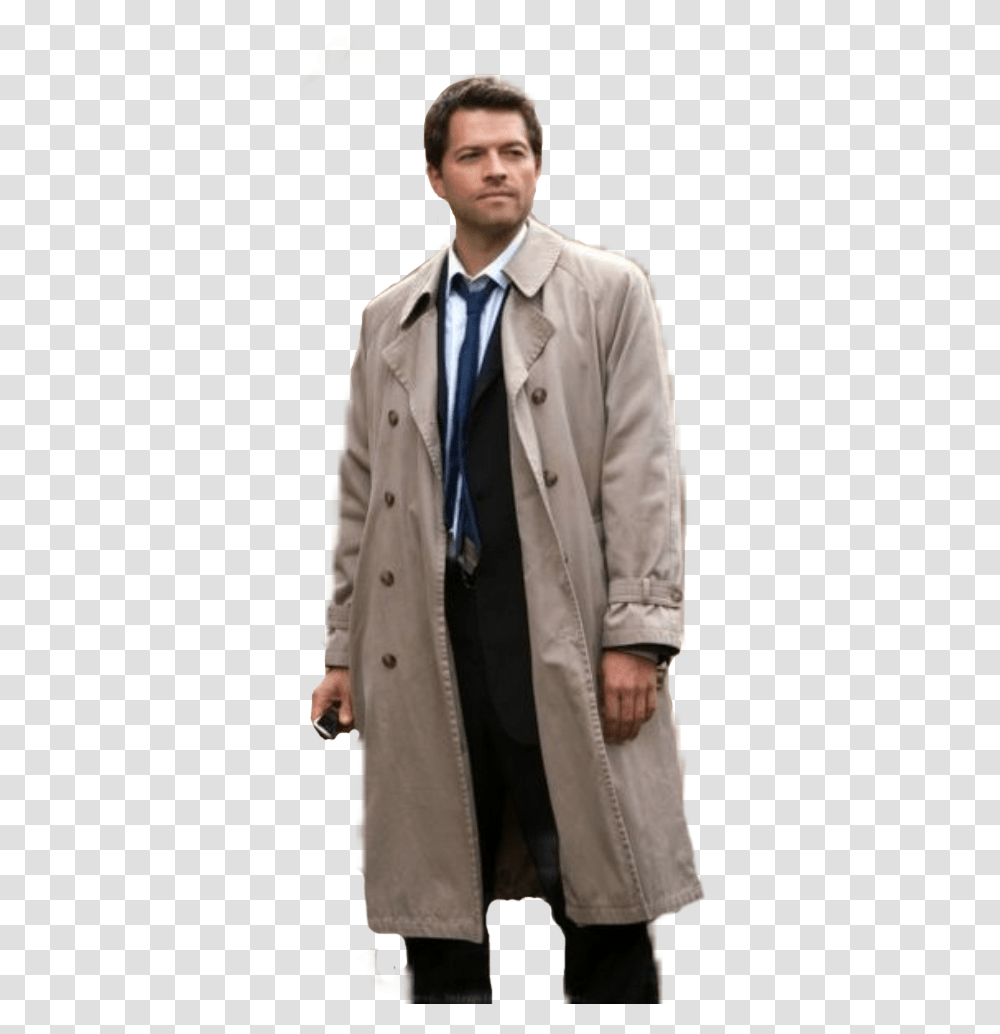 Castiel Supernatural Castiel Trench Coat, Apparel, Overcoat, Person Transparent Png