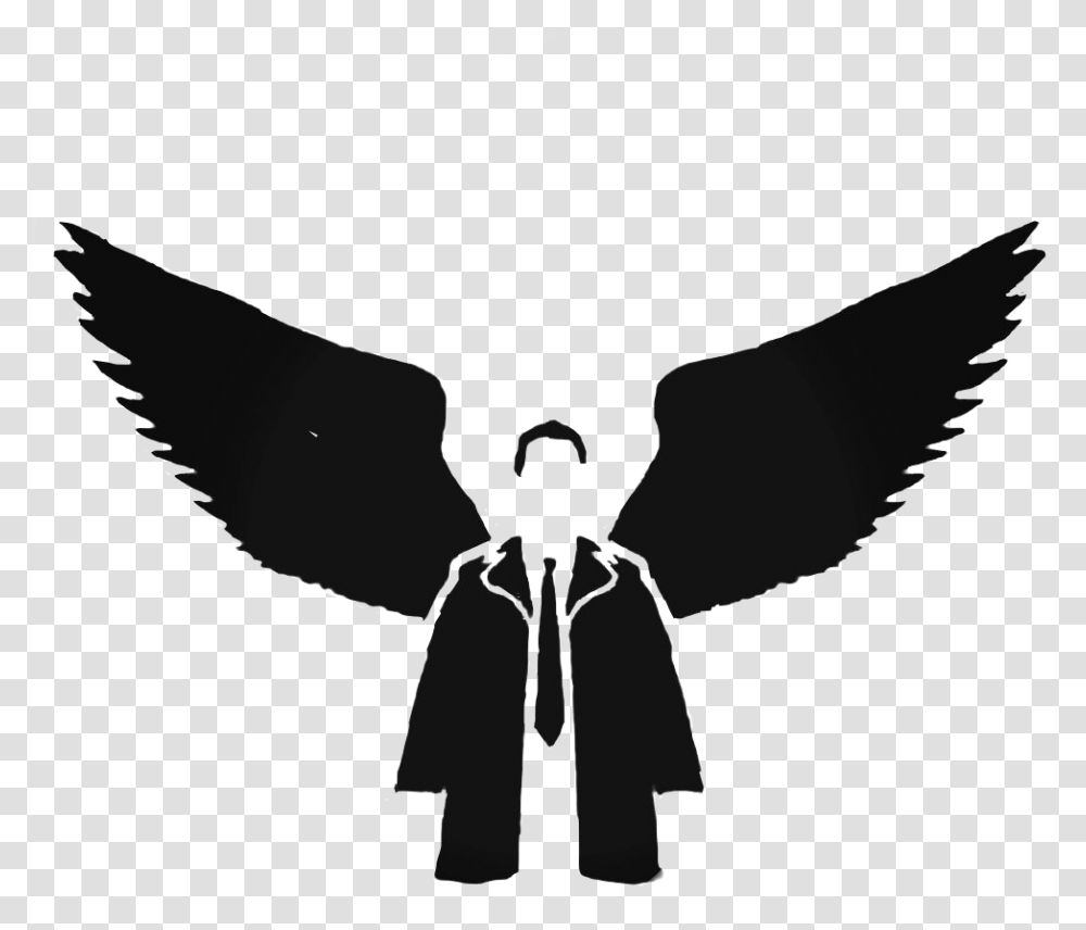 Castiel Supernatural Wings Wing Angel Black Spn Supernatural Castiel Angel Wings, Bow, Animal, Person Transparent Png