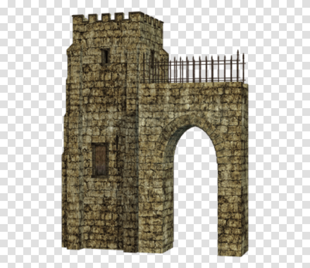 Castle Archway Doorway Gateway Stone Tower Stone Tower, Architecture, Building, Fort, Rug Transparent Png