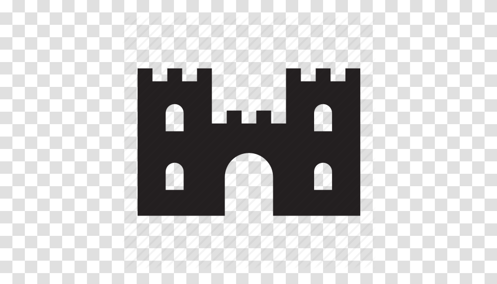 Castle Construction Fortress Landmark Monument Tower Wall Icon, Silhouette, Electronics, Gray, Tie Transparent Png