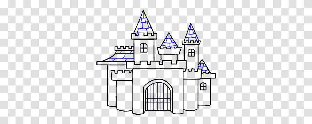 Castle Drawing Sketch Draw A Cartoon Castle, Lighting, Architecture, Building, Laser Transparent Png