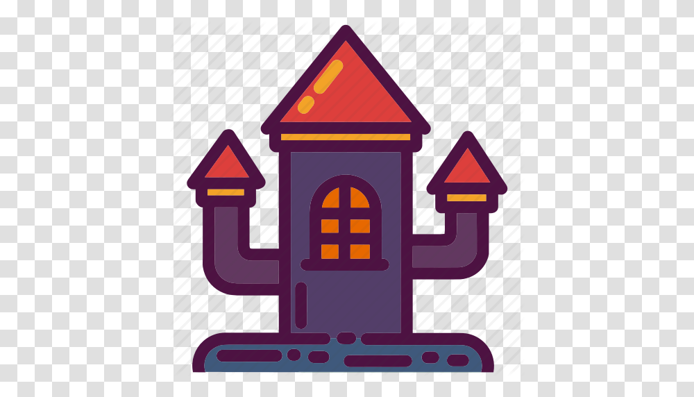 Castle Haunted Holiday Holloween House Party Tower Icon, Road Sign, Architecture, Building Transparent Png