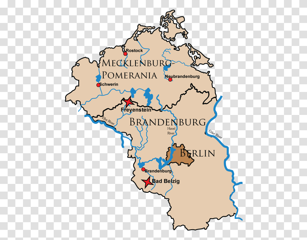 Castle Locator Map Of The German States Of Brandenburg Rivers In Brandenburg Germany, Plot, Diagram, Atlas, Poster Transparent Png