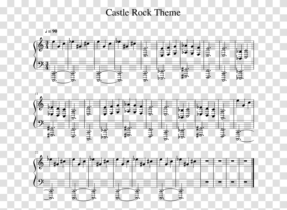 Castle Rock Piano Theme Sheet Music, Gray, World Of Warcraft Transparent Png
