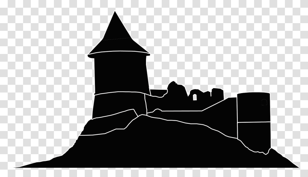 Castle Silhouette Silhouette Castle Medieval Castle Silhouette Castle, Spire, Tower, Architecture, Building Transparent Png