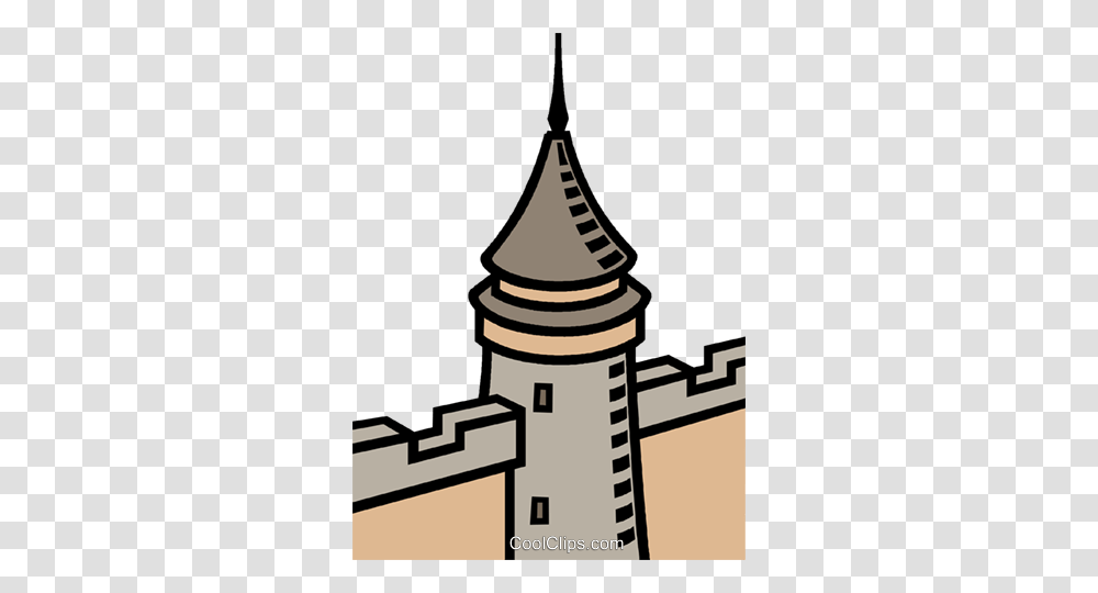 Castle Turret Royalty Free Vector Clip Art Illustration, Architecture, Building, Tower, Spire Transparent Png