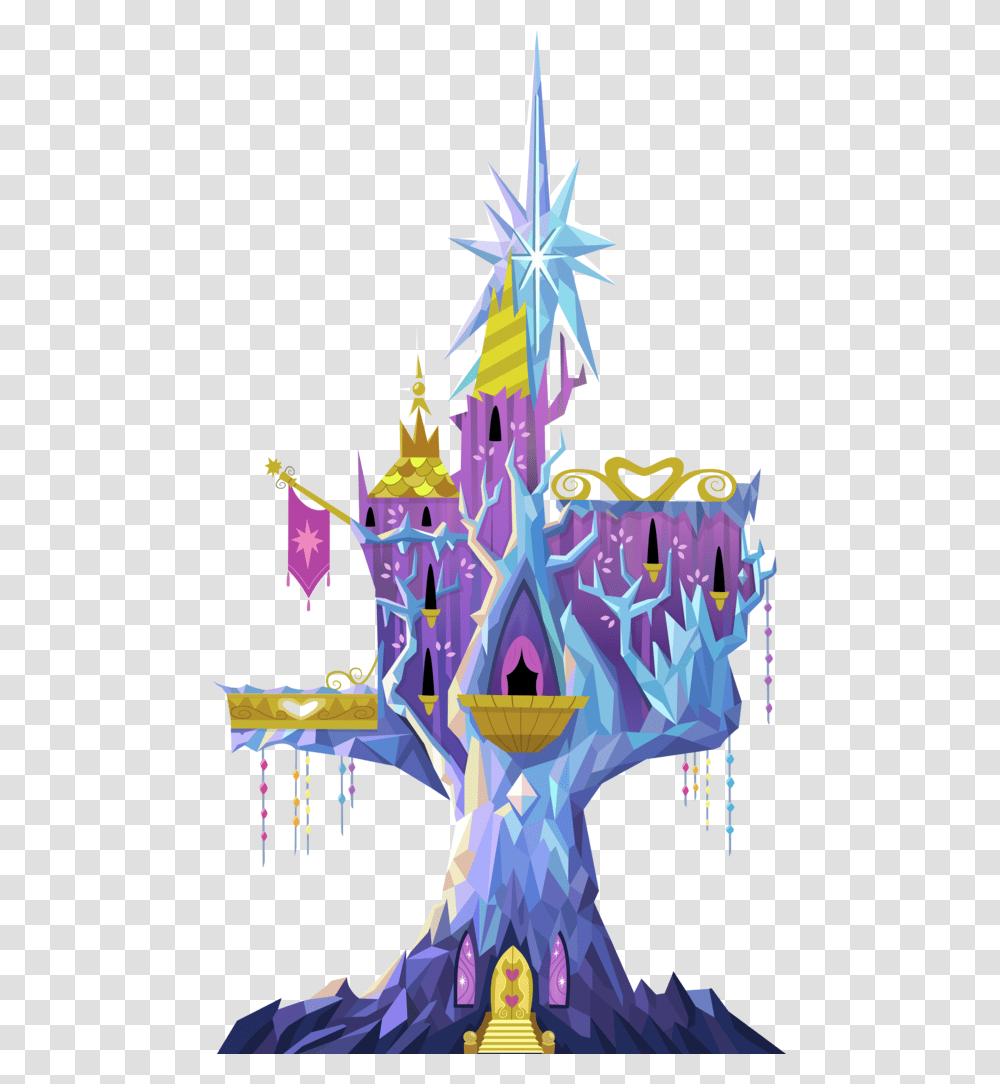 Castle Vector My Little Pony Castle Of Friendship, Tree, Plant, Ornament, Christmas Tree Transparent Png