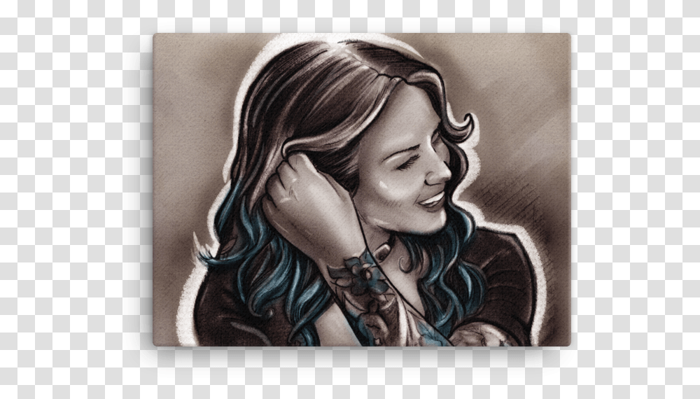 Casual Blue Hair Amp Tattoo Girl Canvas Hair Tattoo, Skin, Person, Drawing Transparent Png