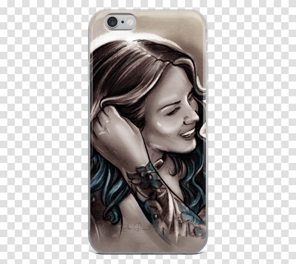 Casual Blue Hair Amp Tattoo Girl Iphone Case Hair Tattoo, Skin, Person, Face, Arm Transparent Png