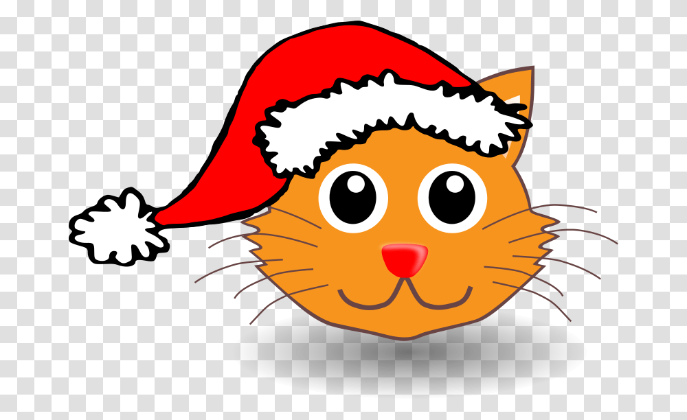 Cat 001 Face Cartoon With Santa Hat, Animals, Label, Mammal Transparent Png
