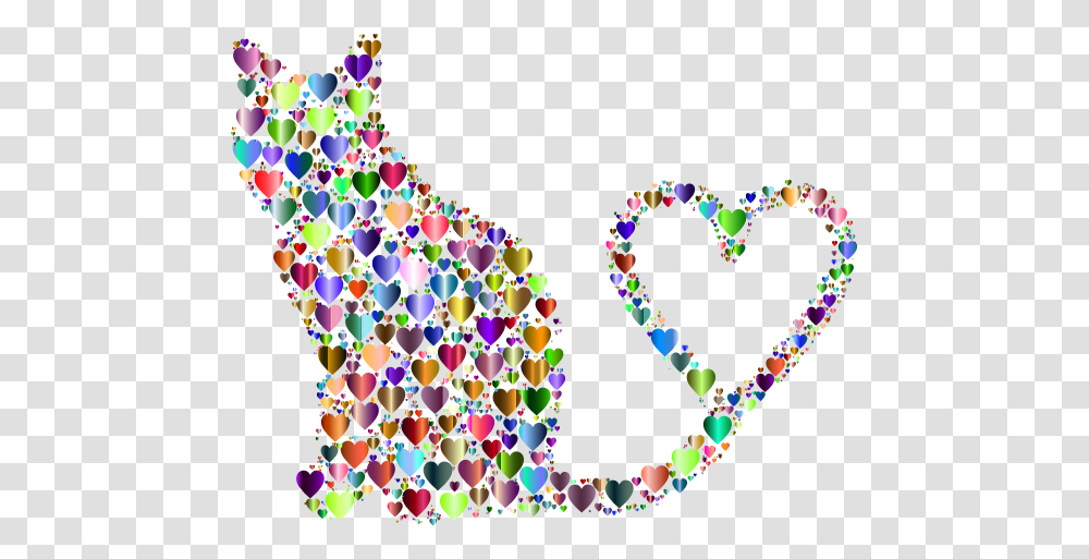 Cat 2 Silhouette Heart Tail Hearts Heart With A Cat, Pattern, Parade Transparent Png