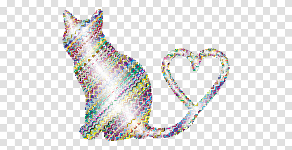 Cat 2 Silhouette Heart Tail Waves Cat Playing Silhouette, Pattern, Animal, Ornament Transparent Png