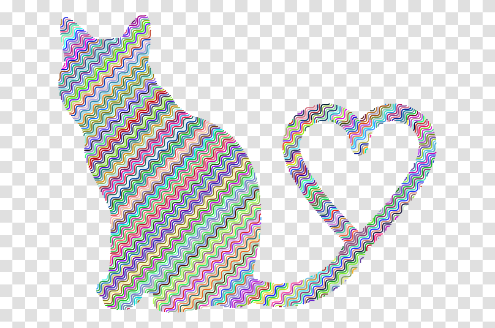 Cat 2 Silhouette Heart Tail Waves, Pattern, Tie, Accessories, Accessory Transparent Png