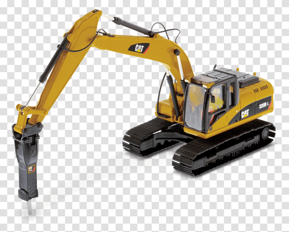 Cat 320d L Hydraulic Excavator With Hammer Cat Excavator, Bulldozer, Tractor, Vehicle, Transportation Transparent Png