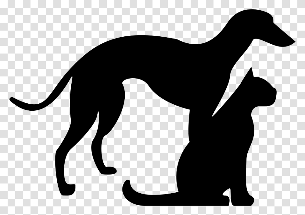 Cat And Dog Black And White Cat And Dog Black, Silhouette, Stencil, Animal, Mammal Transparent Png