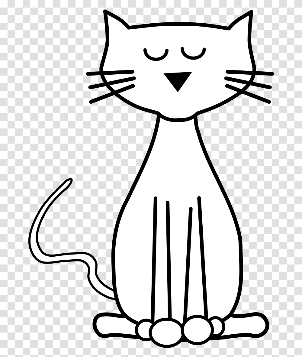 Cat Black And White Cartoon, Fork, Cutlery, Road, Stencil Transparent Png