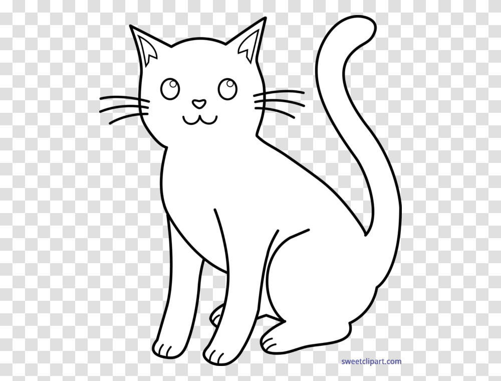 Cat Black White Lineart Clip Art, Pet, Mammal, Animal, Egyptian Cat Transparent Png
