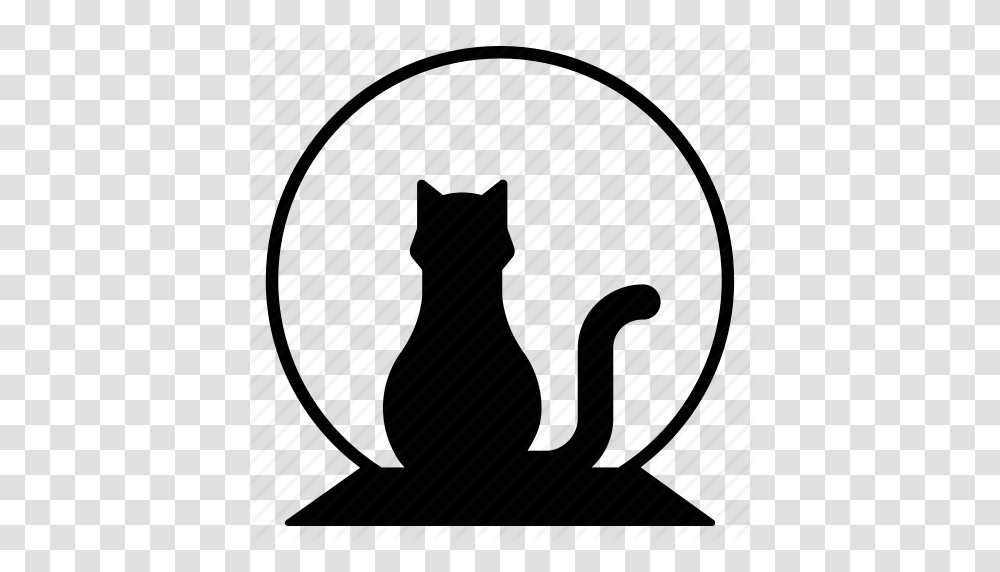 Cat Chat Halloween Moon Night Roof Superstition Icon, Silhouette, Machine, Piano, Light Transparent Png