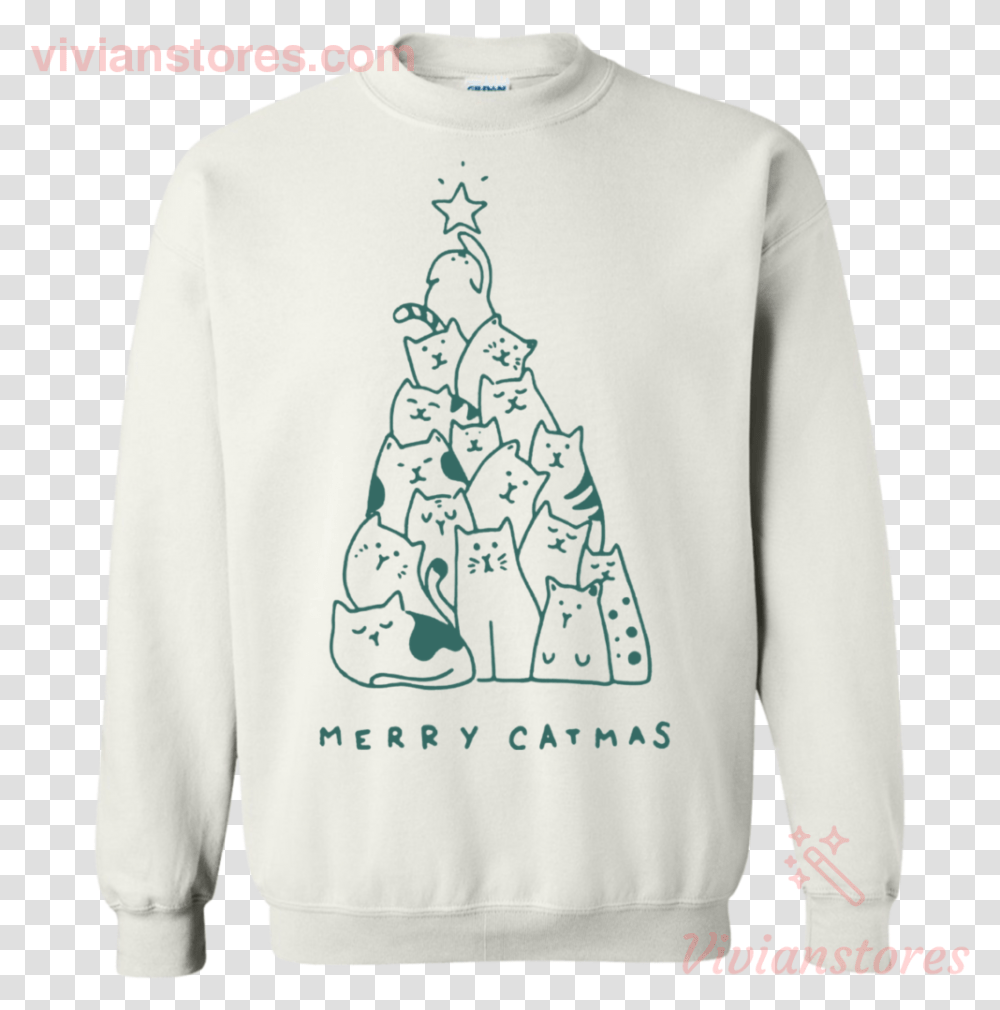 Cat Christmas Tree Sweater, Sleeve, Apparel, Long Sleeve Transparent Png