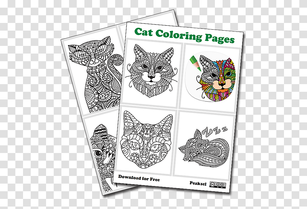 Cat Coloring Pages Children, Doodle, Drawing Transparent Png