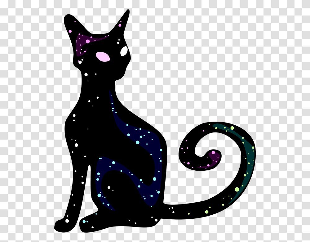 Cat Cosmos Black Animal Starry Sky Silhouette Illustration, Light, Purple Transparent Png