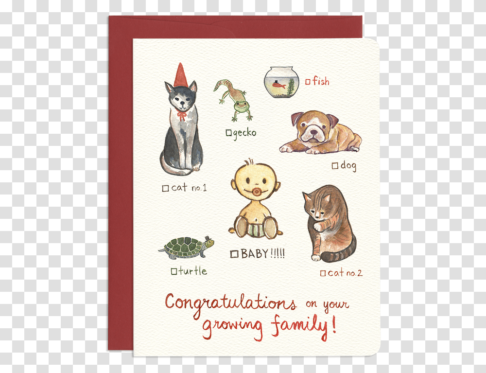 Cat Dog Baby Greeting Card, Pet, Canine, Animal, Mammal Transparent Png