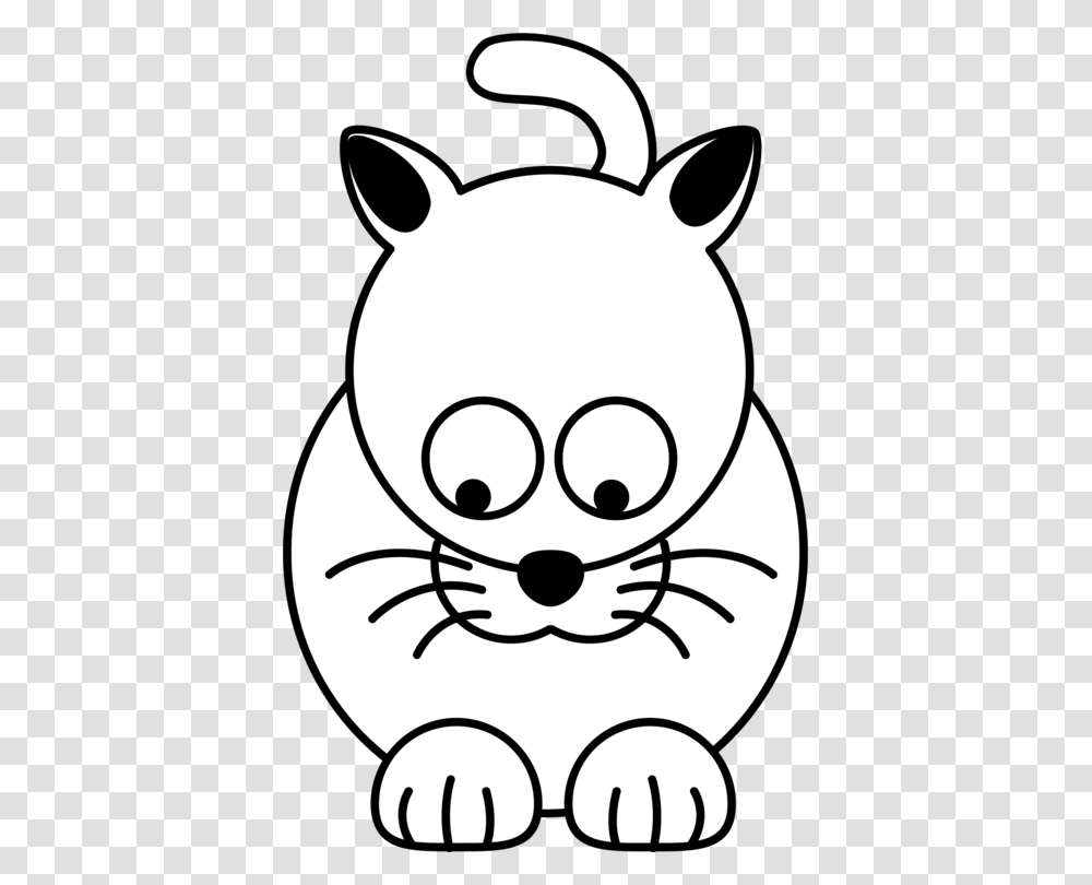 Cat Drawing Cartoon Coloring Book Black And White, Stencil, Logo, Trademark Transparent Png