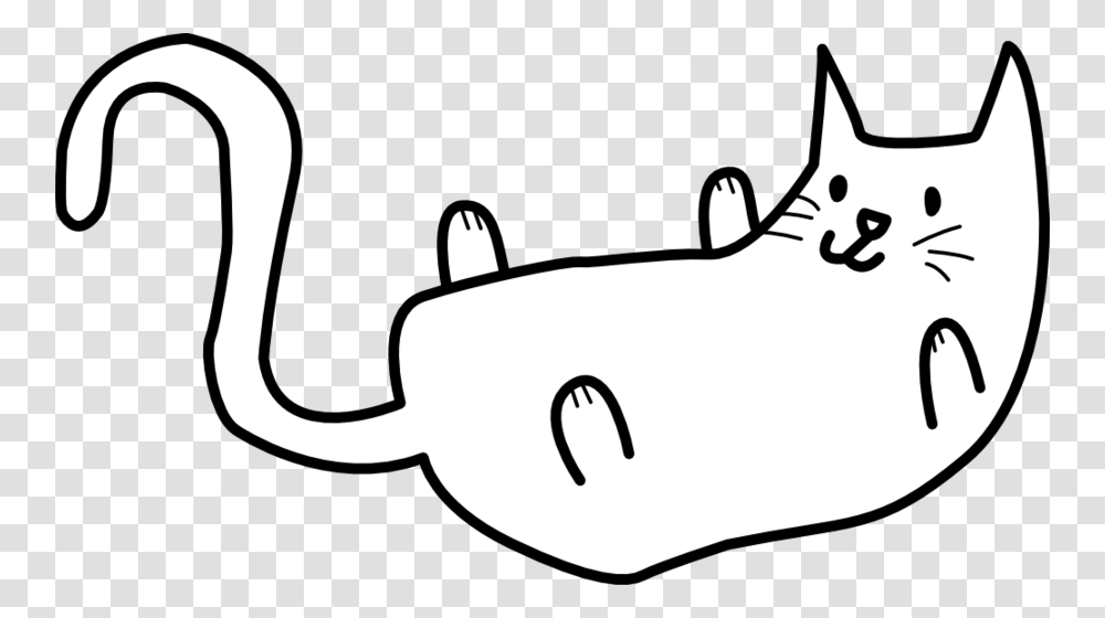 Cat Drawing Clipart Down Download Free Simple Cat Clipart Black And White, Stencil, Animal, Coffee Cup, Mammal Transparent Png