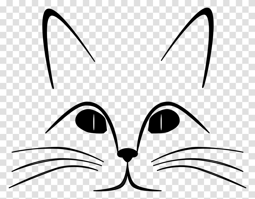 Cat Ears Eyes Face Feline Gaze Nose Whiskers Whiskers Coloring Pages, Number, Metropolis Transparent Png