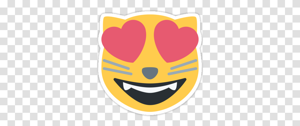 Cat Emoji Heart Eyes Heart Eyes Cat Emoji, Label, Text, Sticker, Face Transparent Png
