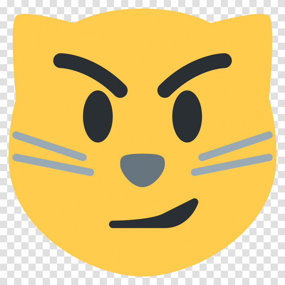 Cat Emoji Meaning Clipart Download Smirk Cat Emoji, Label, Logo Transparent Png