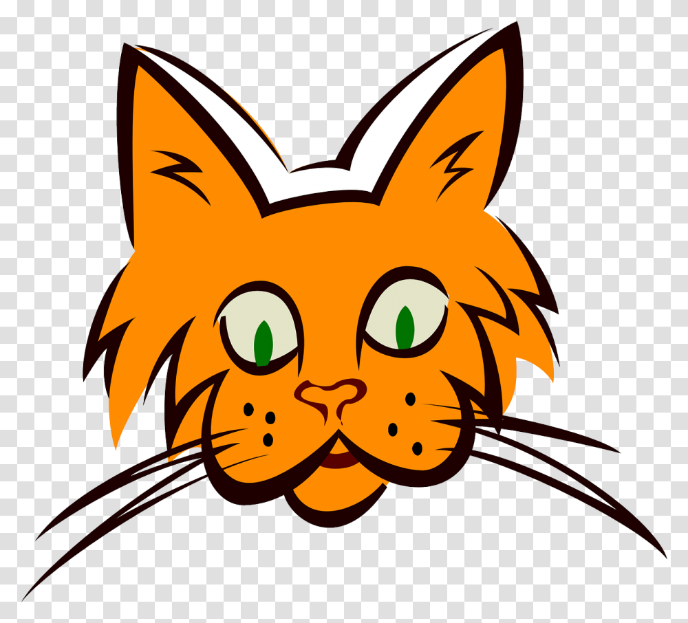 Cat Face Orange Whisker Clipart, Graphics, Label, Text, Animal Transparent Png