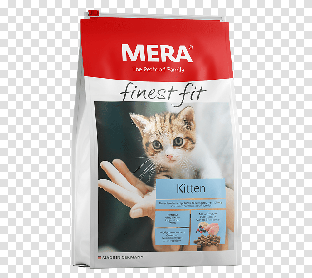 Cat Food Mera Finest Fit Kitten Dry Food For Growing Mera Finest Fit Sensitive, Advertisement, Poster, Flyer, Paper Transparent Png