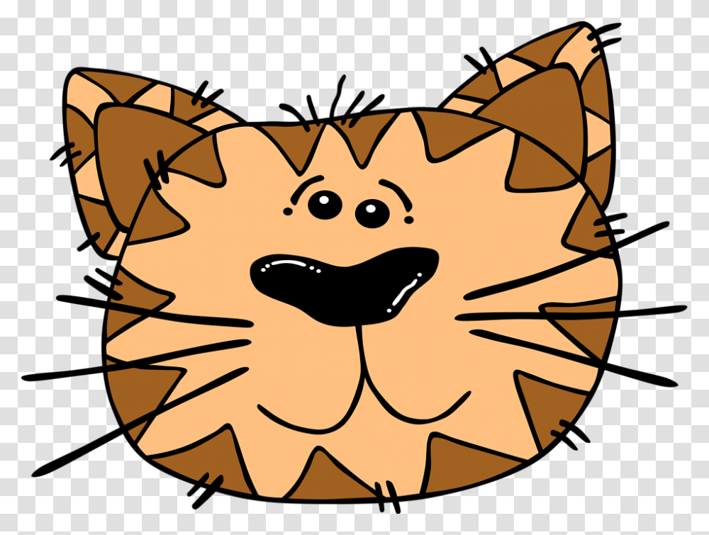 Cat Free Stock Photo Illustration Of A Cartoon Cat Face, Label, Plant, Leaf Transparent Png