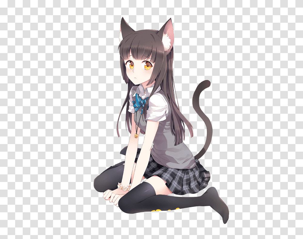 Cat Girl School Uniform, Comics, Book, Manga, Person Transparent Png