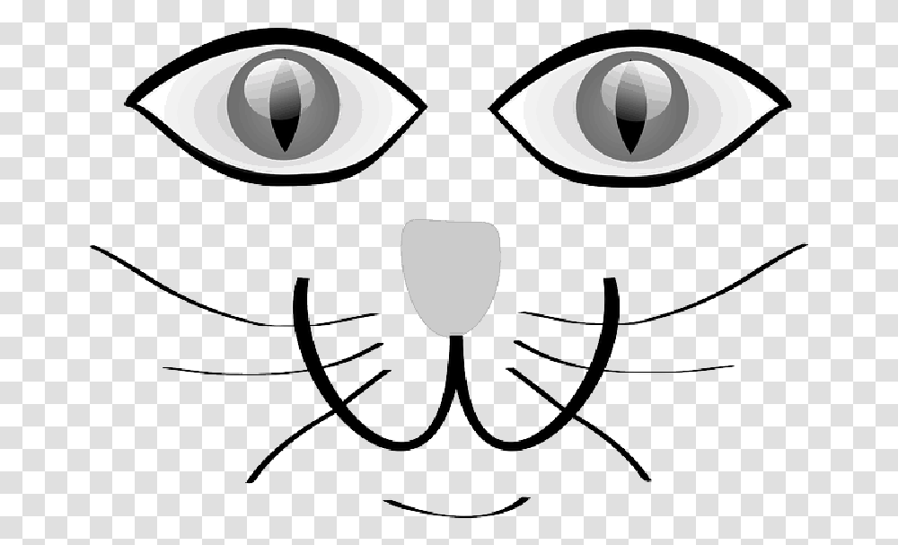 Cat Green Eyes Happy Animal Pet Cat Eyes Nose Mouth Face Cartoon, Mask Transparent Png