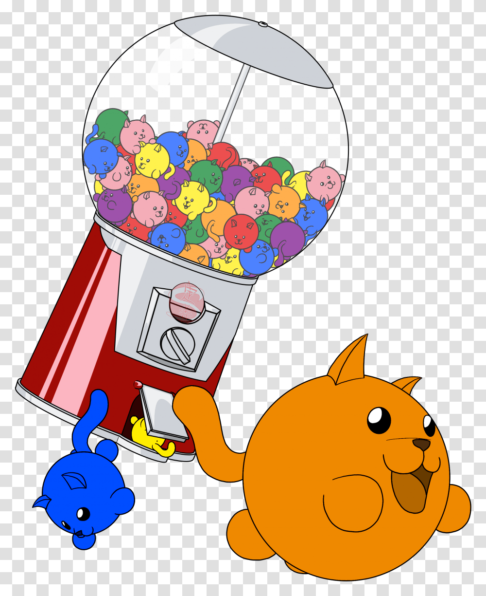 Cat Gumball Machine Cartoon, Food, Leisure Activities, Popcorn Transparent Png