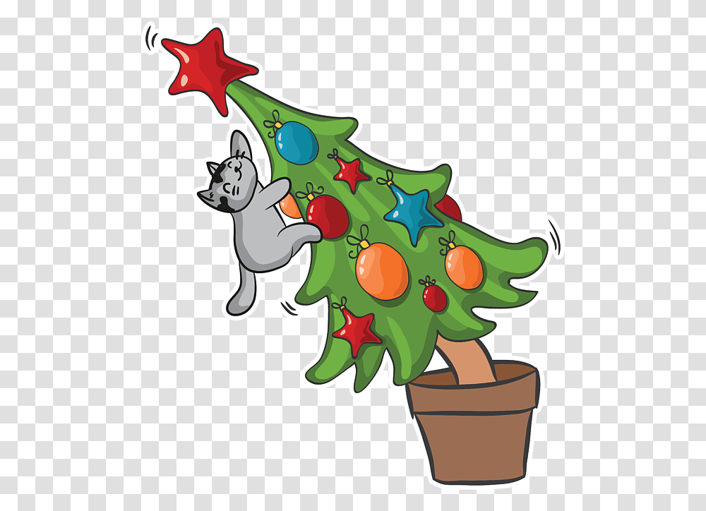 Cat Hanging Off Of Christmas Tree, Plant, Ornament, Antelope Transparent Png