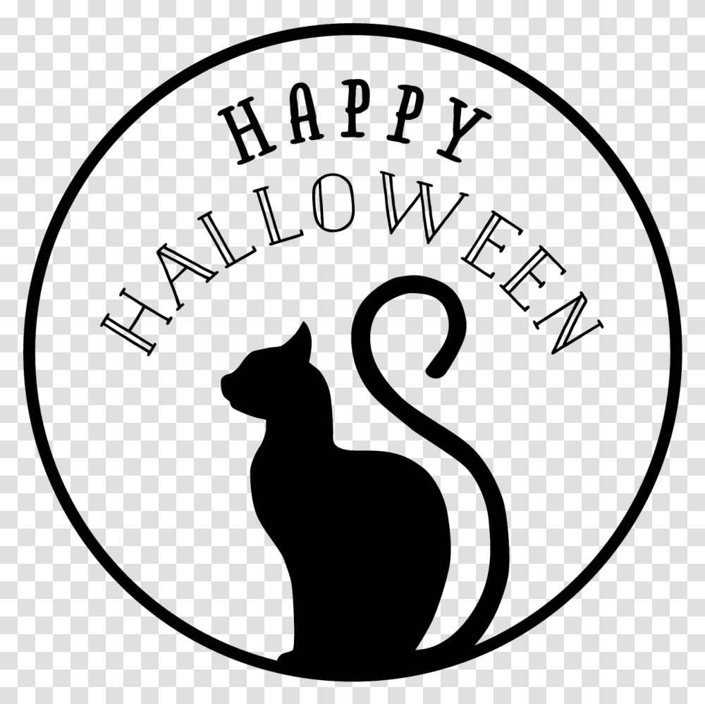 Cat Happy Halloween Stamp Happy Halloween Clipart Black And White, Coin, Money, Emblem Transparent Png