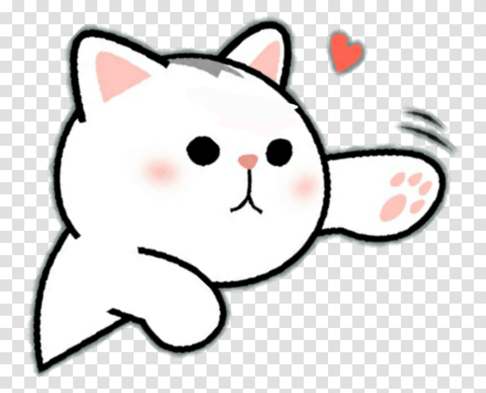 Cat Kawaii Cute Pretty Anime Heart Pet Cat Grabs Treat, Giant Panda, Wildlife, Mammal, Animal Transparent Png